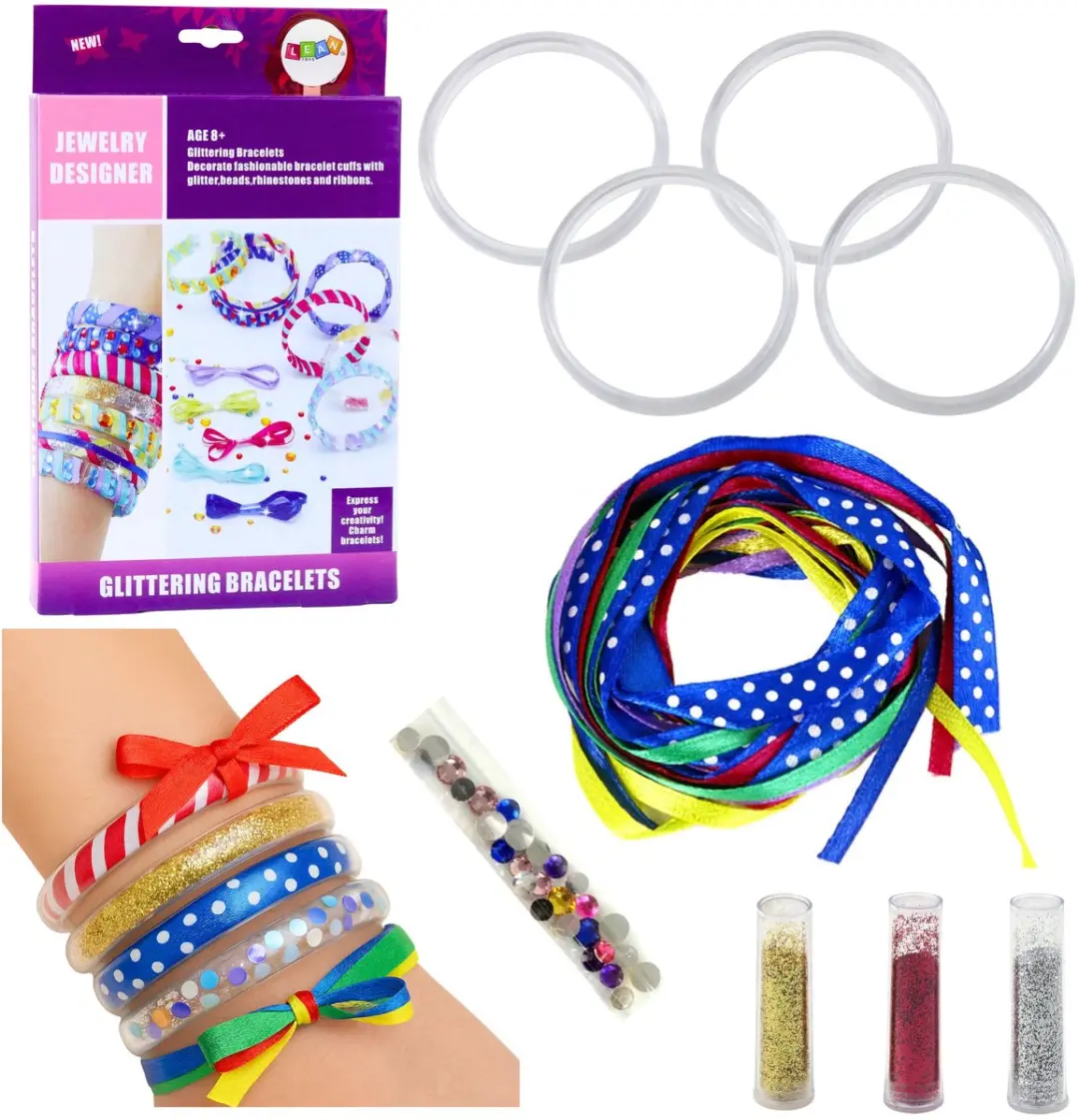 LEAN TOYS Meerkleurig Glitterlintarmbanden DIY-pakket