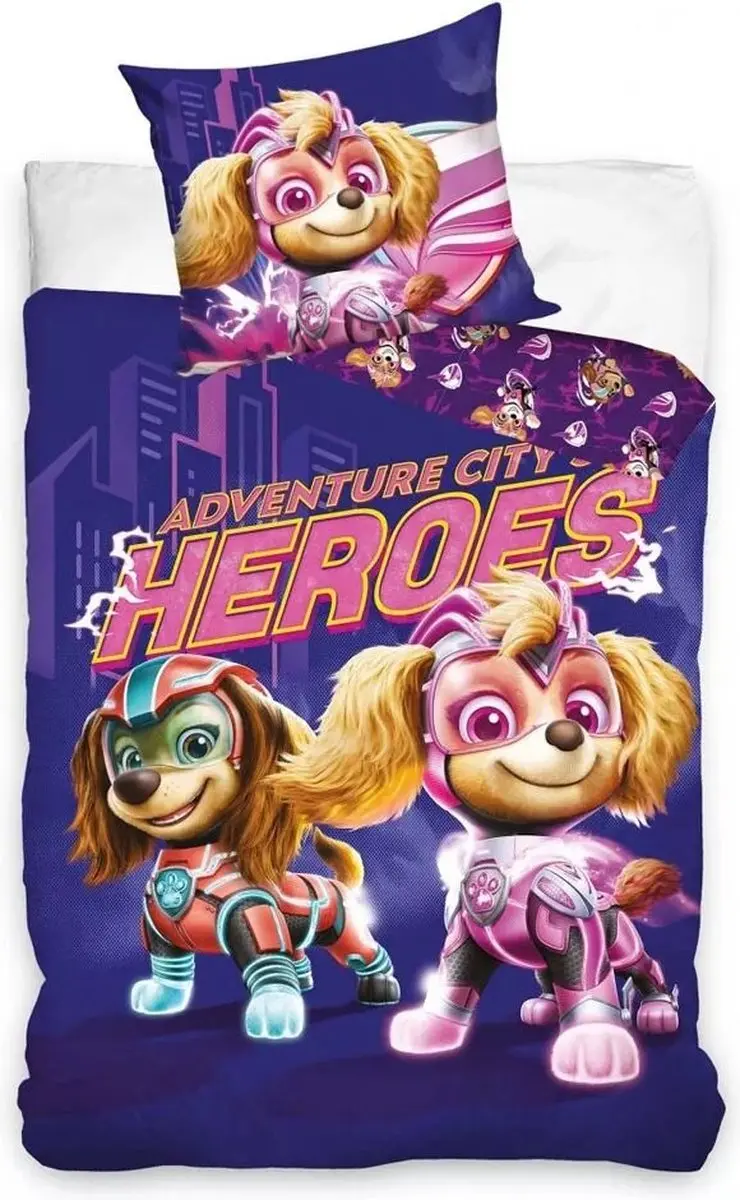 PAW Patrol Dekbedovertrek Skye paars 140 x 200 cm