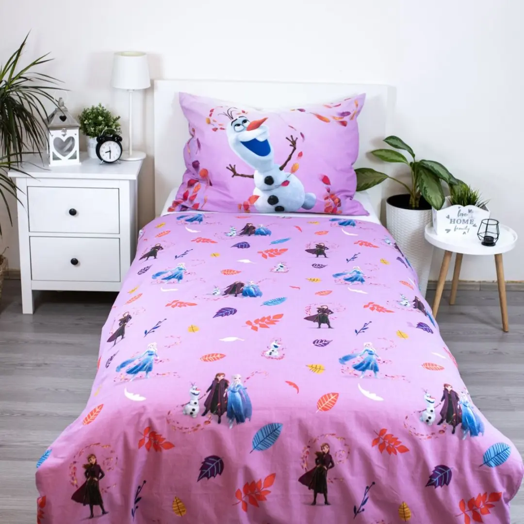 Disney Frozen Dekbedovertrek 140x200cm - Roze - afbeelding 5 van 6