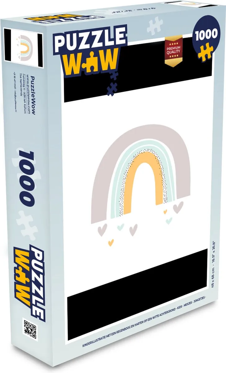 PuzzleWow Regenboog Hartjes Legpuzzel 1000 Stuks