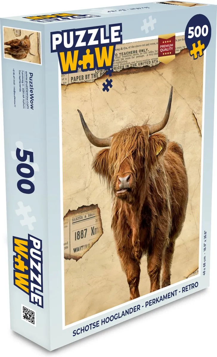 PuzzleWow Schotse Hooglander Legpuzzel 500 Stuks