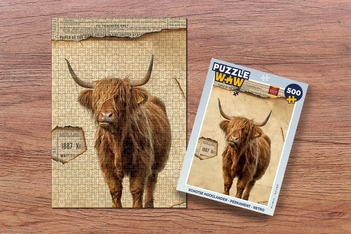 PuzzleWow Schotse Hooglander Legpuzzel 500 Stuks - Multicolor