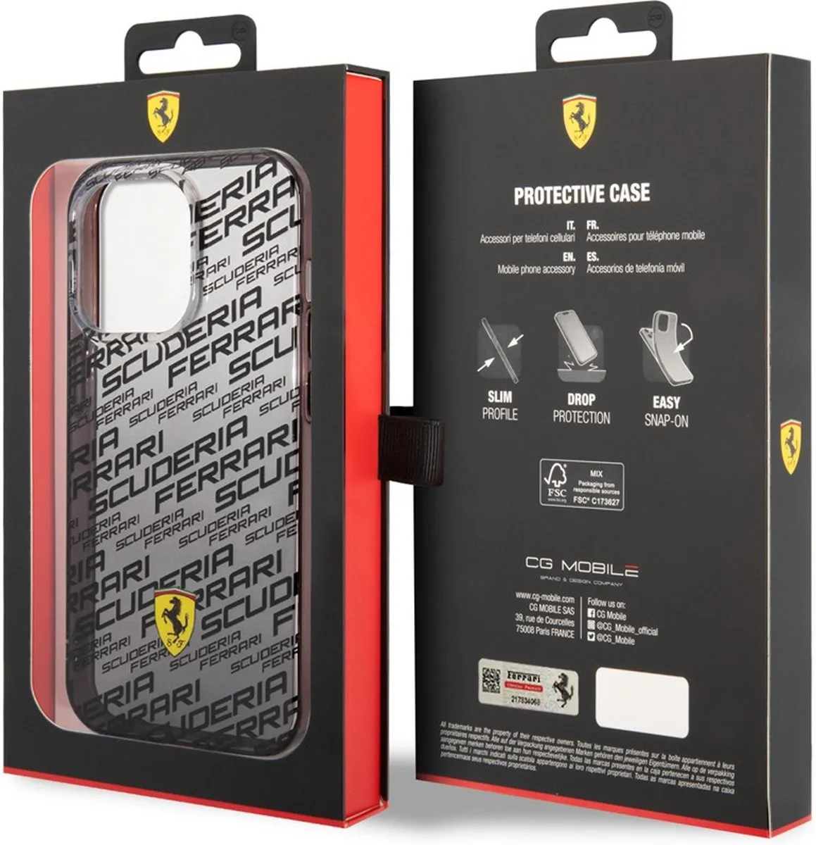 Ferrari Scuderia Back Cover iPhone 14 Pro - Zwart