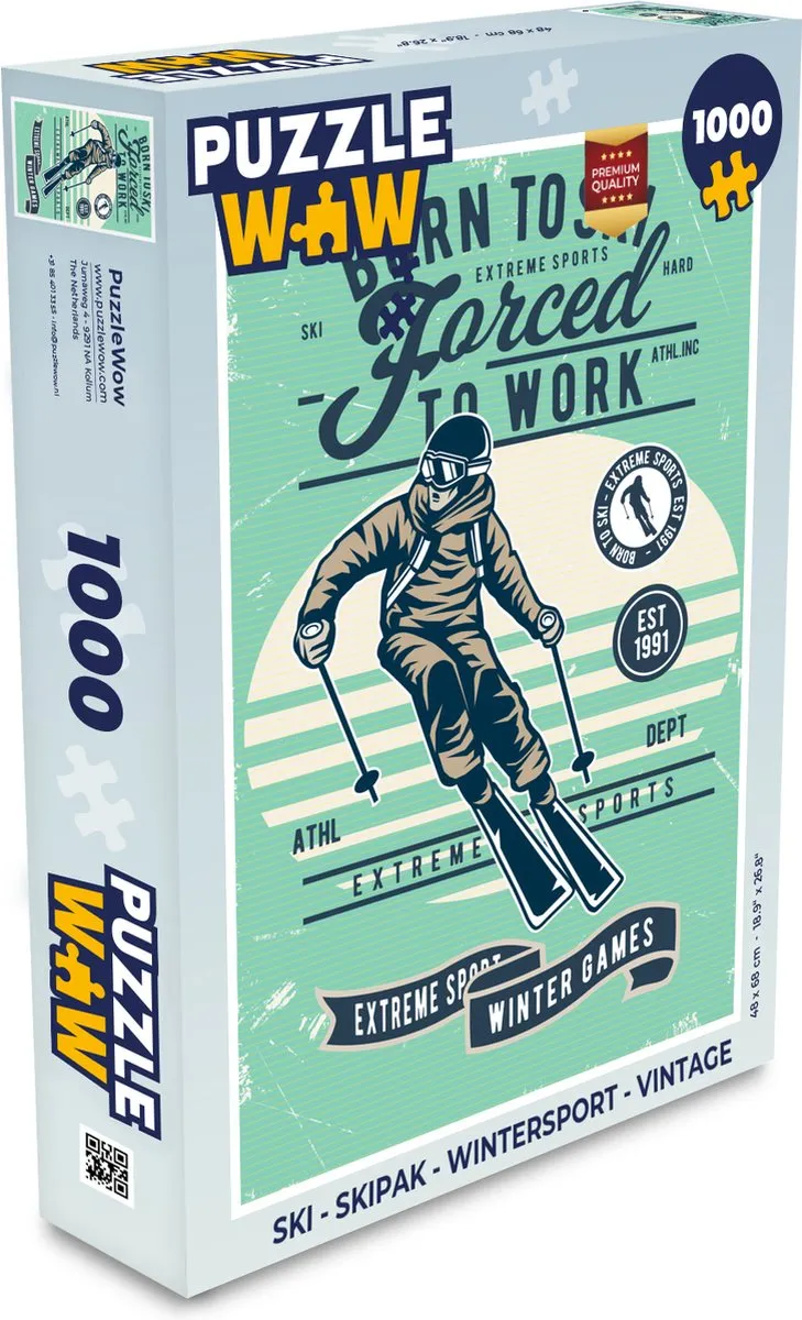 PuzzleWow Ski Vintage Legpuzzel 1000 Stuks