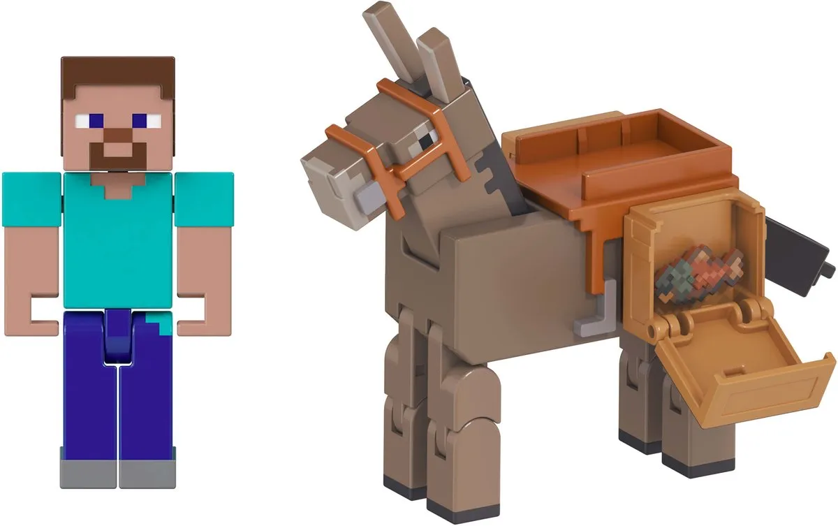 Minecraft Steve & Donkey Figuren - Meerkleurig