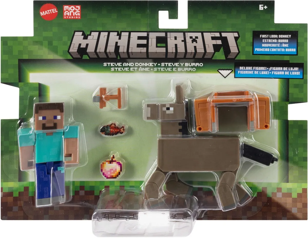 Minecraft Steve & Donkey Figuren - Meerkleurig - afbeelding 6 van 6