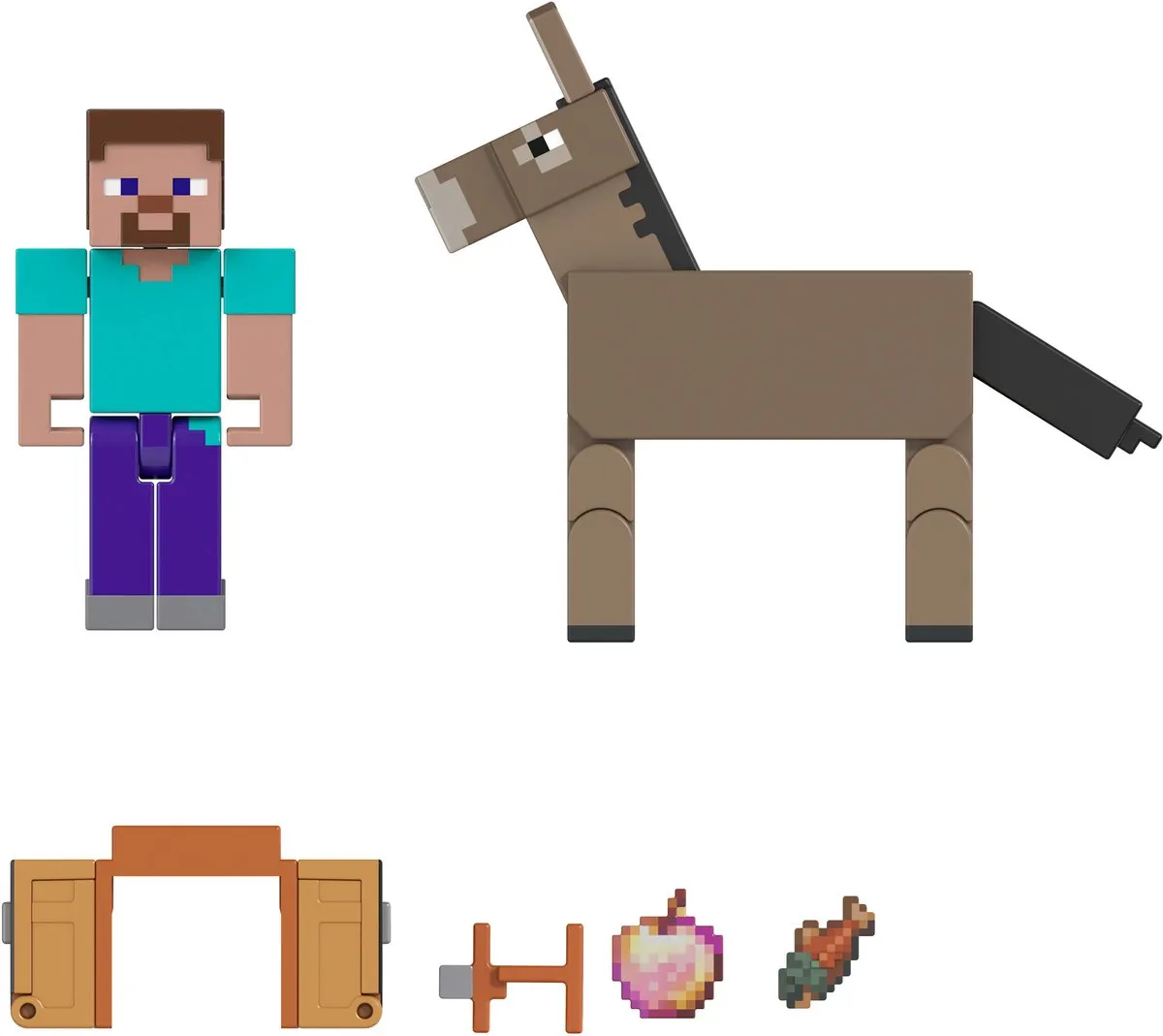 Minecraft Steve & Donkey Figuren - Meerkleurig