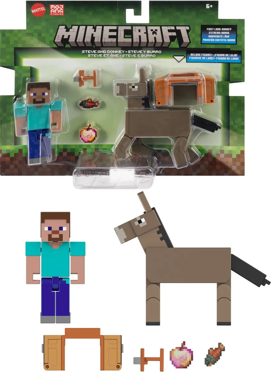 Minecraft Steve & Donkey Figuren