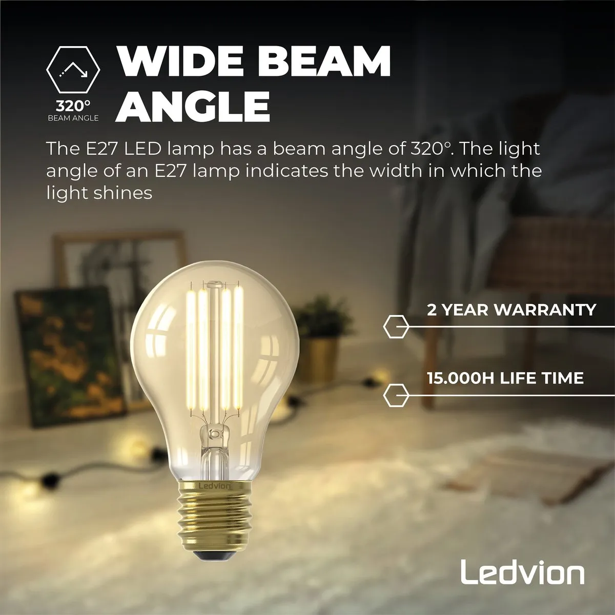 Ledvion E27 LED Lamp 7.5W - 2100K - Helder