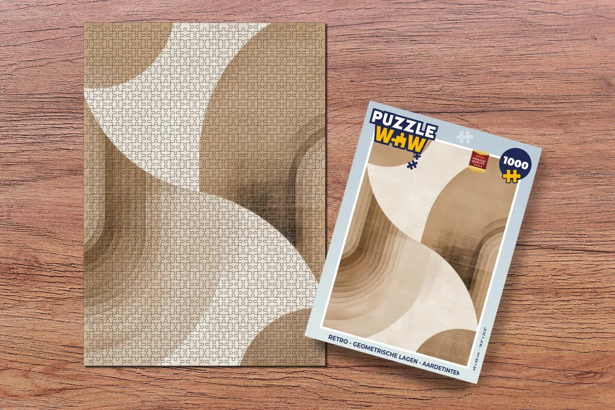 PuzzleWow Retro Geometrische Lagen Legpuzzel 1000 Stuks - Aardetinten