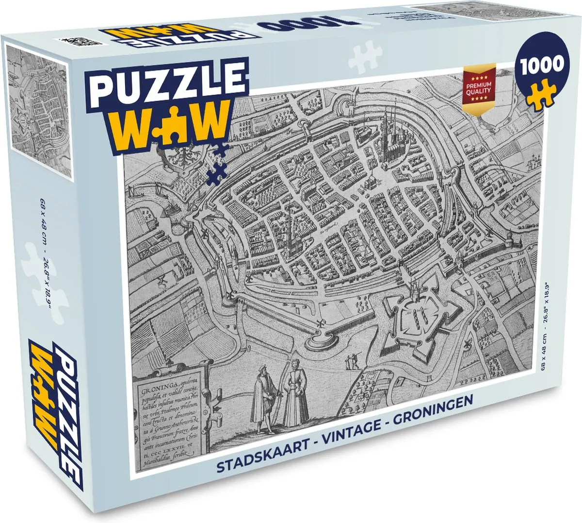PuzzleWow Stadskaart Groningen Legpuzzel 1000 Stuks - Multicolor