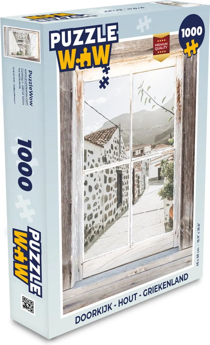 PuzzleWow Doorkijk Griekenland Legpuzzel 1000 Stuks - Multicolor