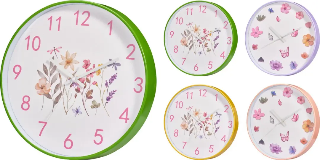 Koopman wandklok bloemen design 30 cm