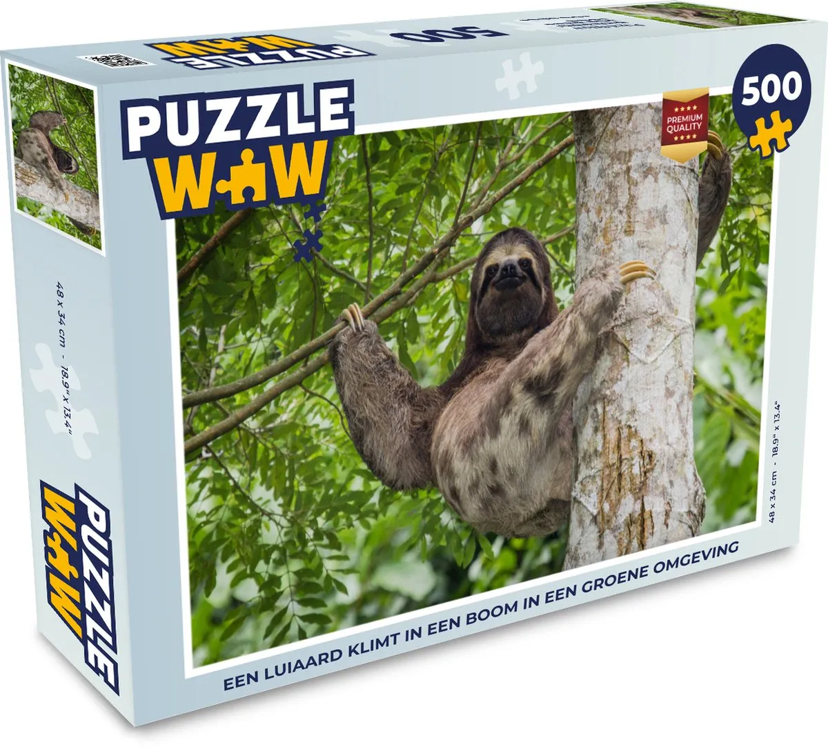 PuzzleWow Legpuzzel Een Luiaard Klimt in een Boom - 500 Stuks - Multicolor