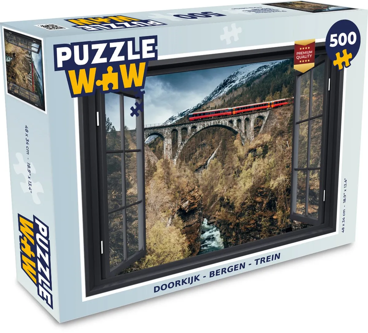 PuzzleWow Berg Trein Legpuzzel 500 Stuks - Multicolor