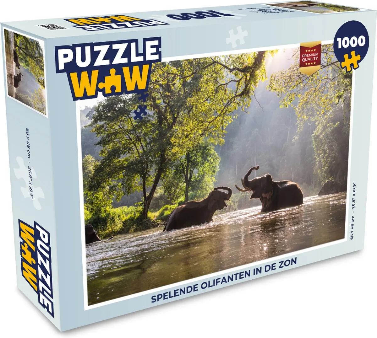 PuzzleWow Legpuzzel Olifanten in de zon 1000 Stuks