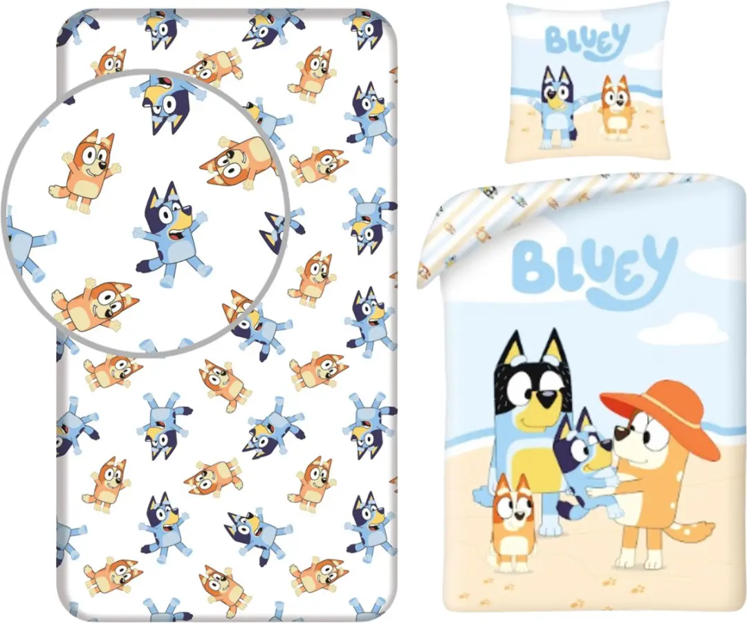 Bluey Eenpersoons Slaapkamerset - Dekbedovertrek & Hoeslaken