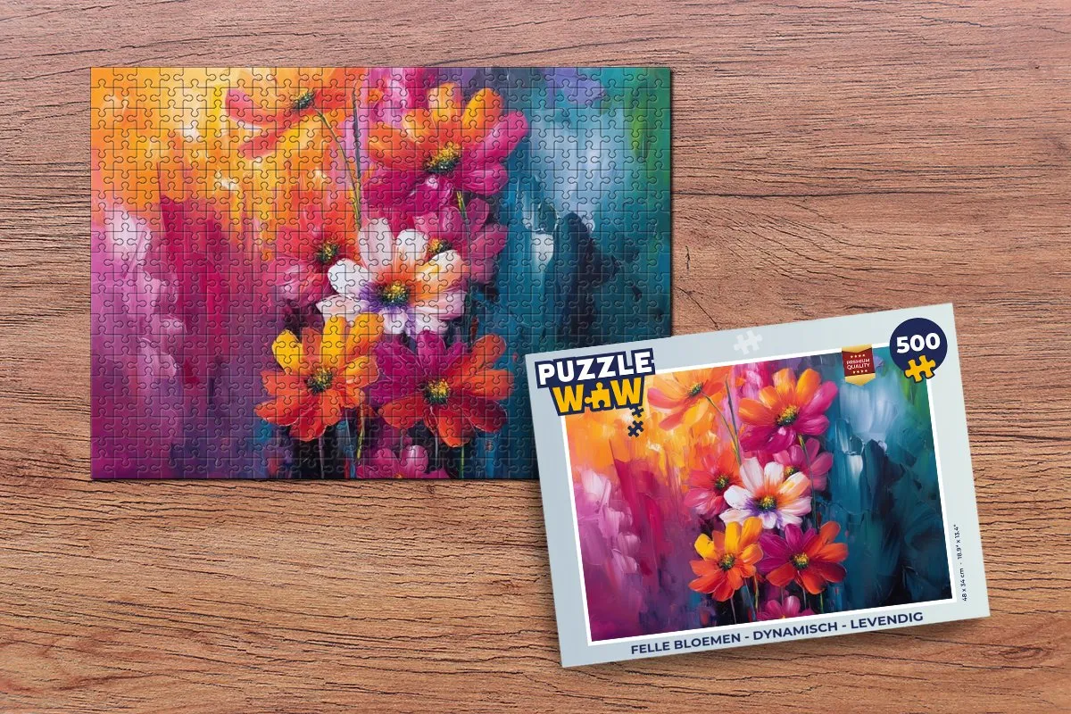 PuzzleWow Legpuzzel Felle Bloemen 500 Stuks - Dynamisch