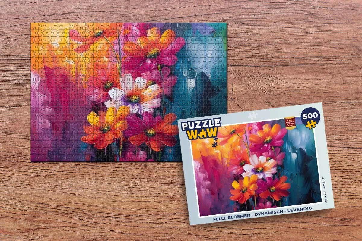 PuzzleWow Legpuzzel Felle Bloemen 500 Stuks - Dynamisch