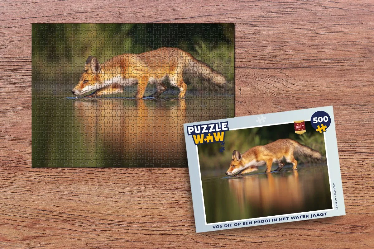 PuzzleWow Vos Jagen Water Legpuzzel 500 Stuks - Multicolor