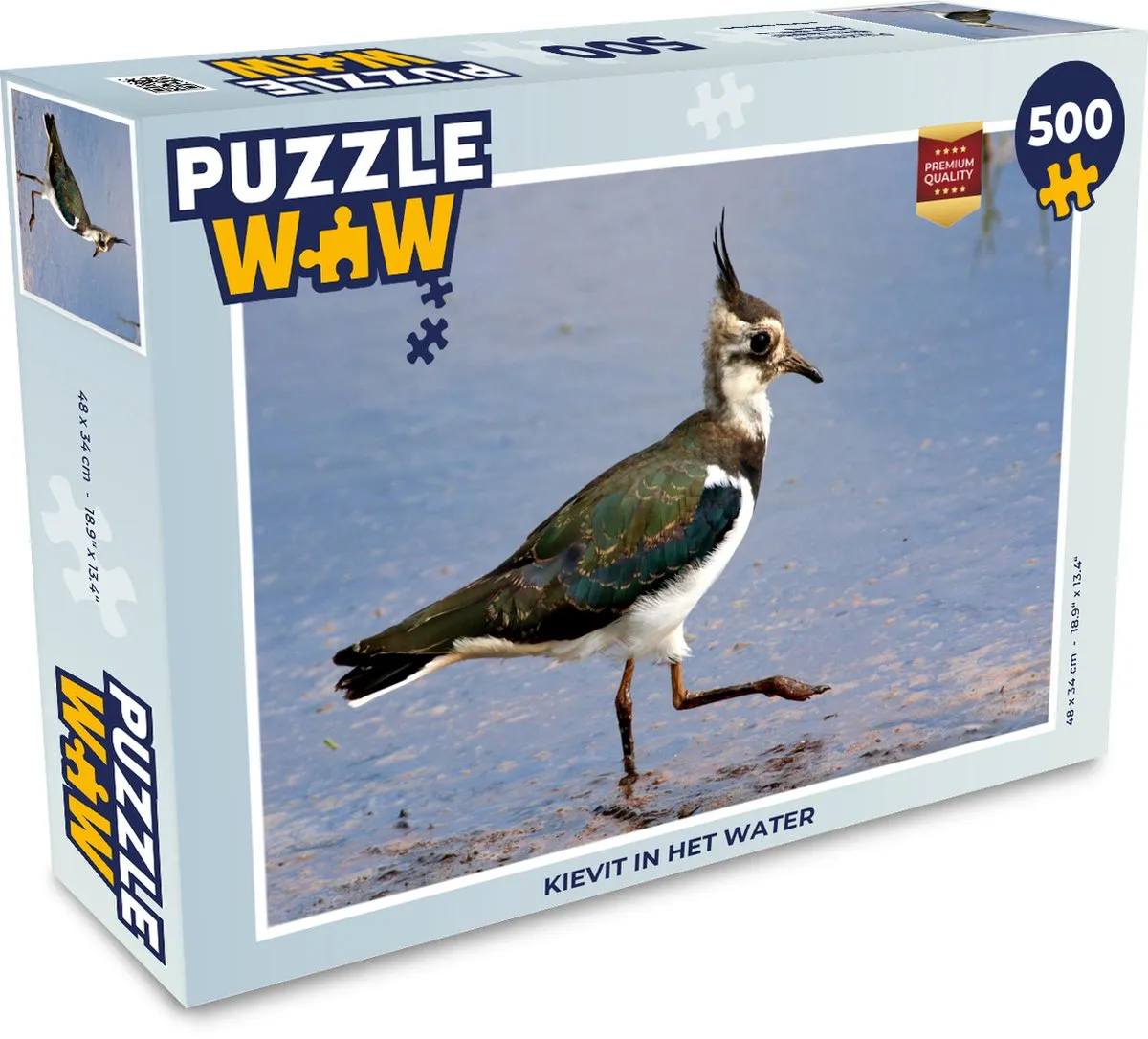 PuzzleWow Legpuzzel Kievit in het water 500 Stuks - Multicolor