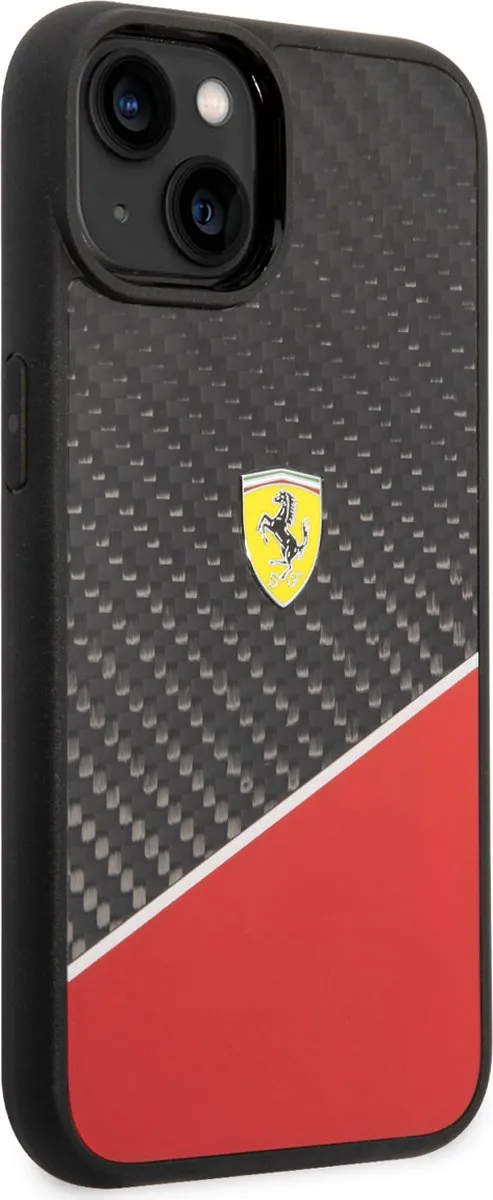 Ferrari iPhone 14 Plus Hoesje - Rood & Zwart - Polycarbonaat & TPU