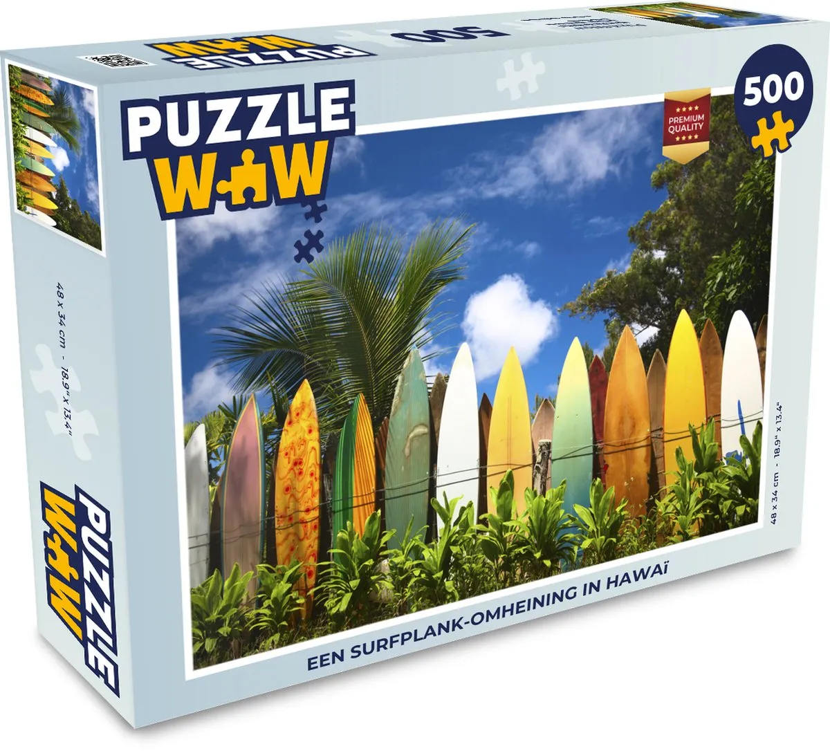 PuzzleWow Surfplank Hawaï Legpuzzel 500 Stuks - Multicolor