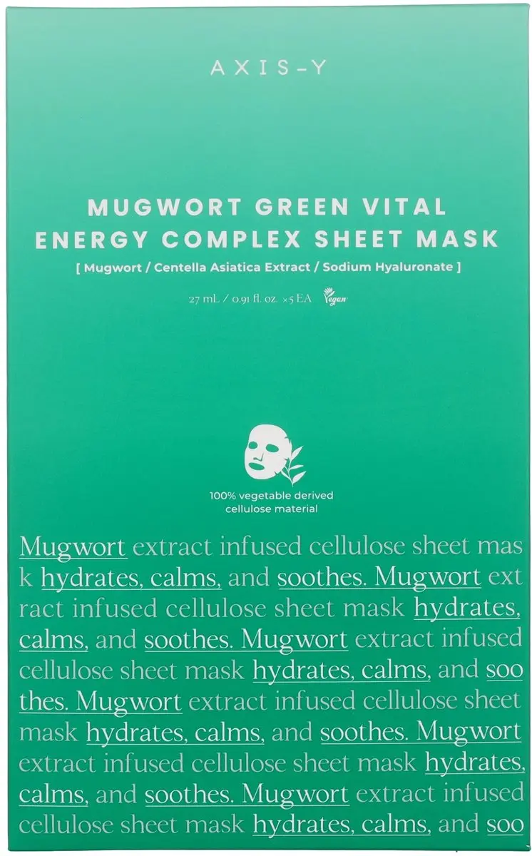 Axis-Y Mugwort Green Vital Energy Complex Sheet Mask - 5x27ml