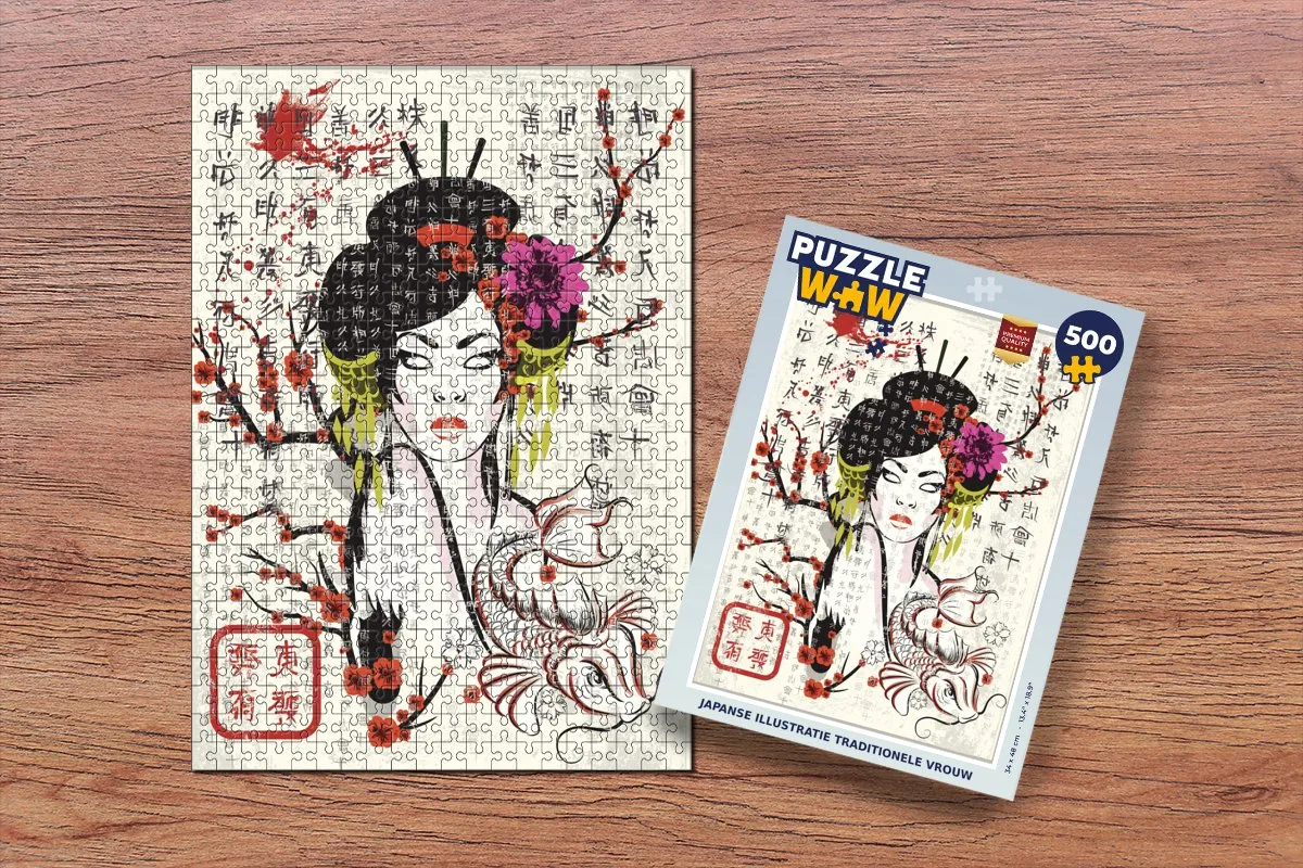 PuzzleWow Legpuzzel Japanse Illustratie 500 Stuks - Multicolor