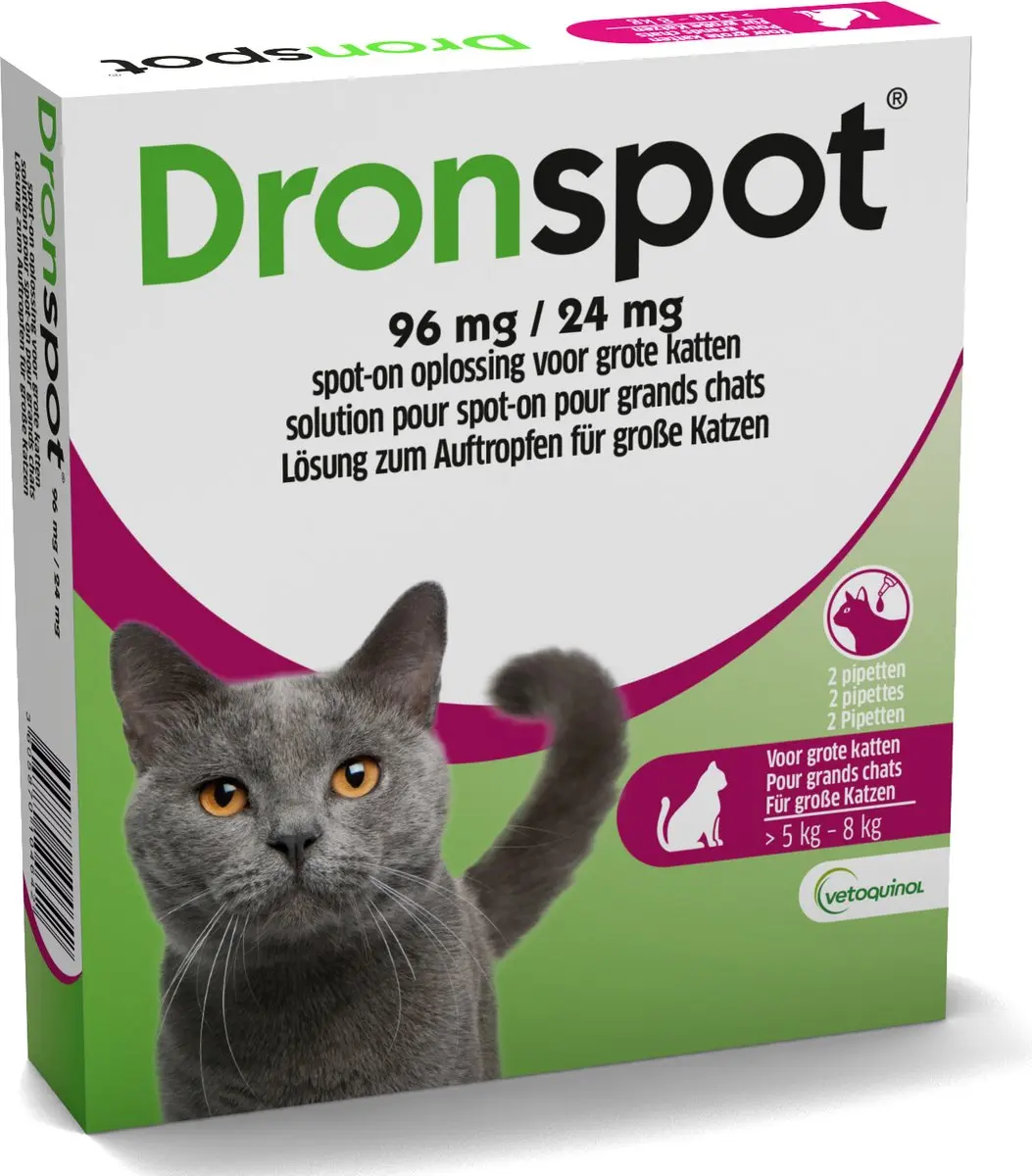 Dronspot Spot On Ontwormingsmiddel Grote Katten 2 Pipetten