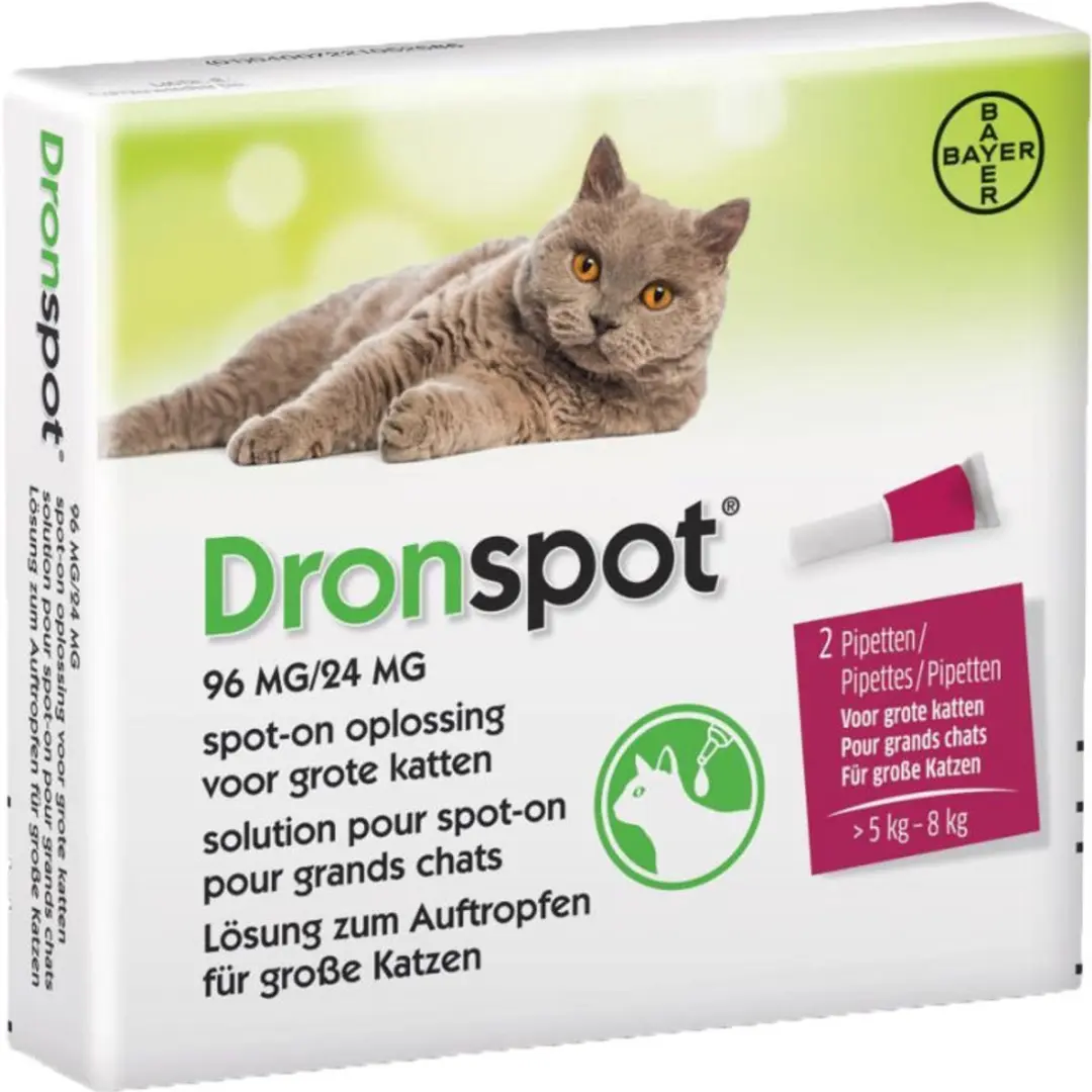 Dronspot Spot On Ontwormingsmiddel Grote Katten 2 Pipetten