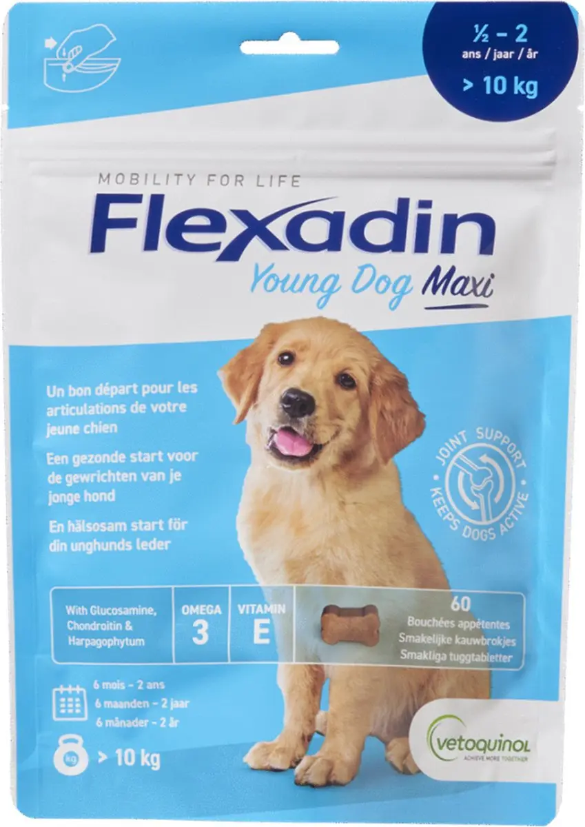 Flexadin Young Dog Maxi Kauwbrokjes 60 Stuks