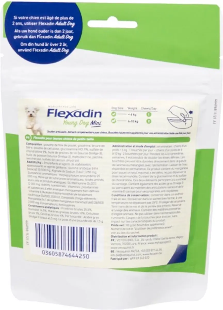Flexadin Young Dog Mini Kauwbrokjes - 60 Stuks