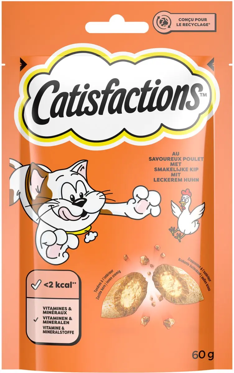 Catisfactions Kattensnacks Variety Box - Kip Kaas Zalm 12x60g
