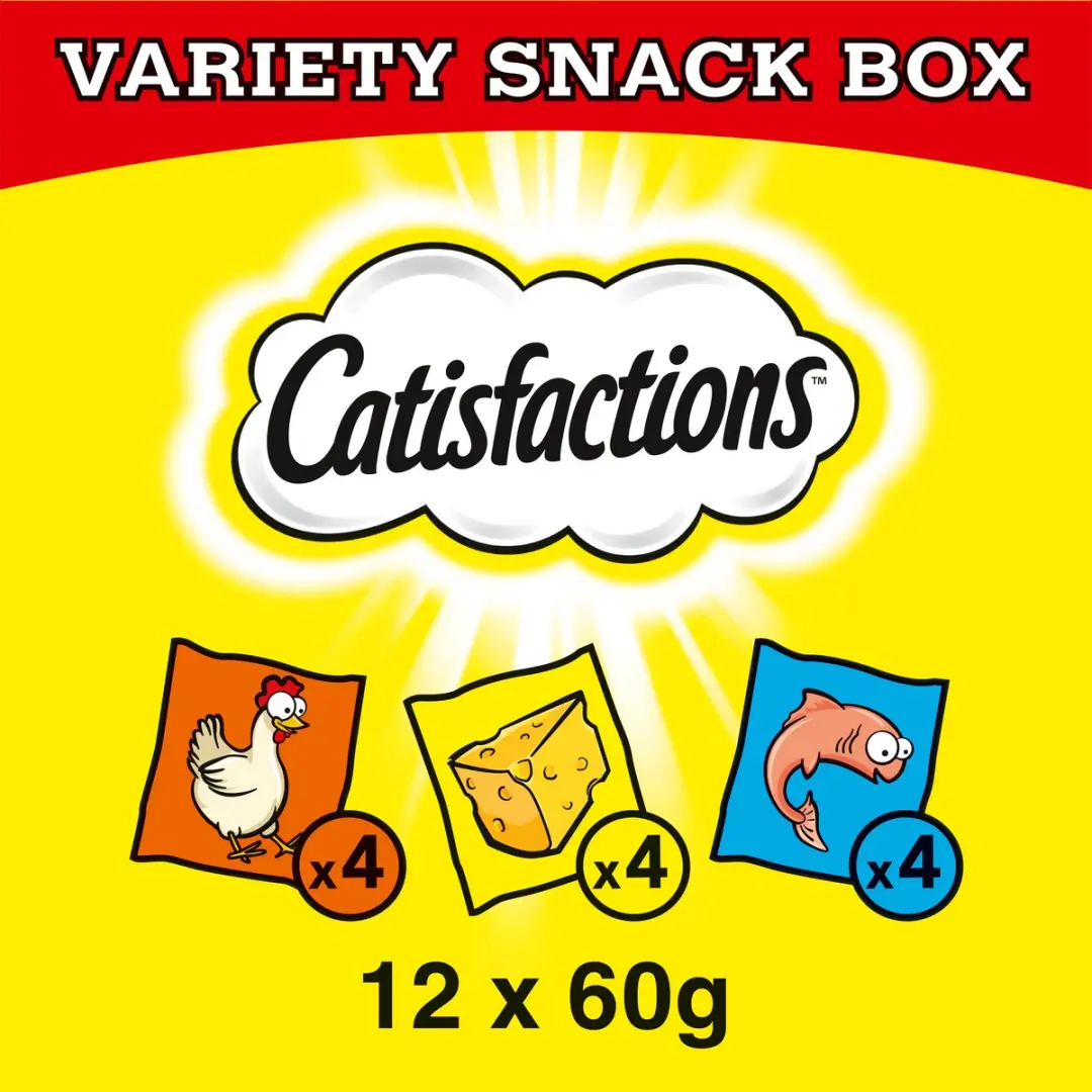 Catisfactions Kattensnacks Variety Box - Kip Kaas Zalm 12x60g