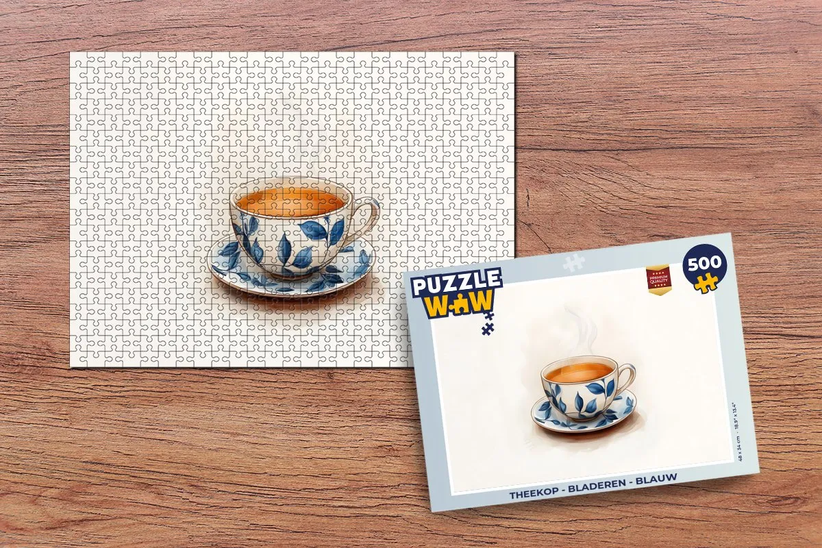 PuzzleWow Theekop Legpuzzel 500 Stuks - Blauw