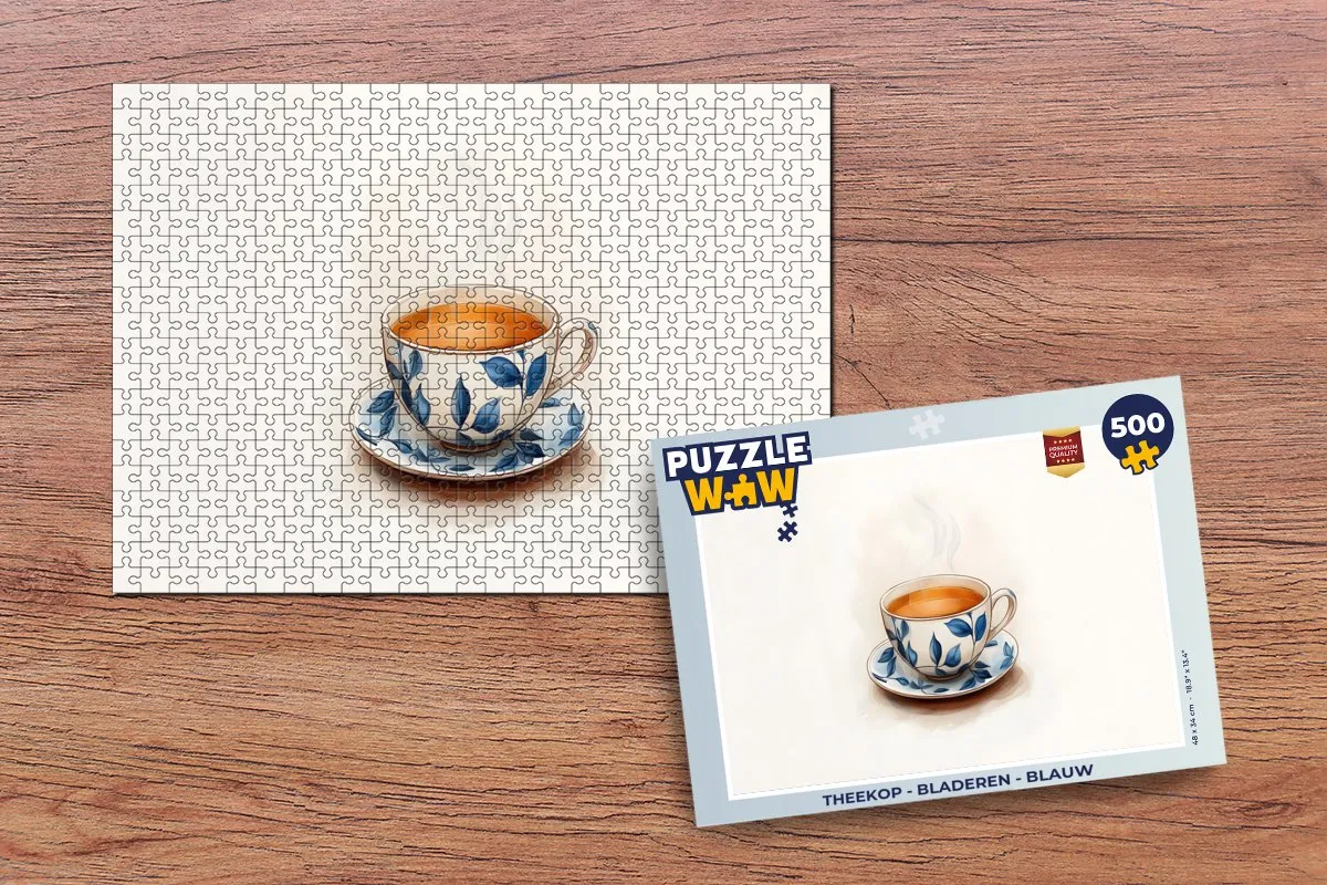 PuzzleWow Theekop Legpuzzel 500 Stuks - Blauw