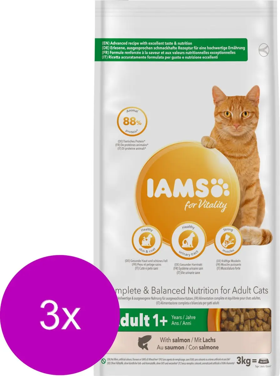 Iams Cat Adult Zalm - 3x3kg