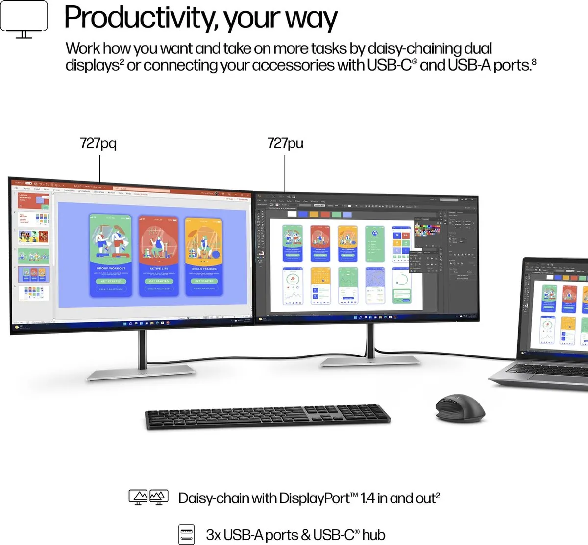 HP 8J4D8AA#ABB Monitor - VESA 100x100mm - HDMI 2.0 & USB-C