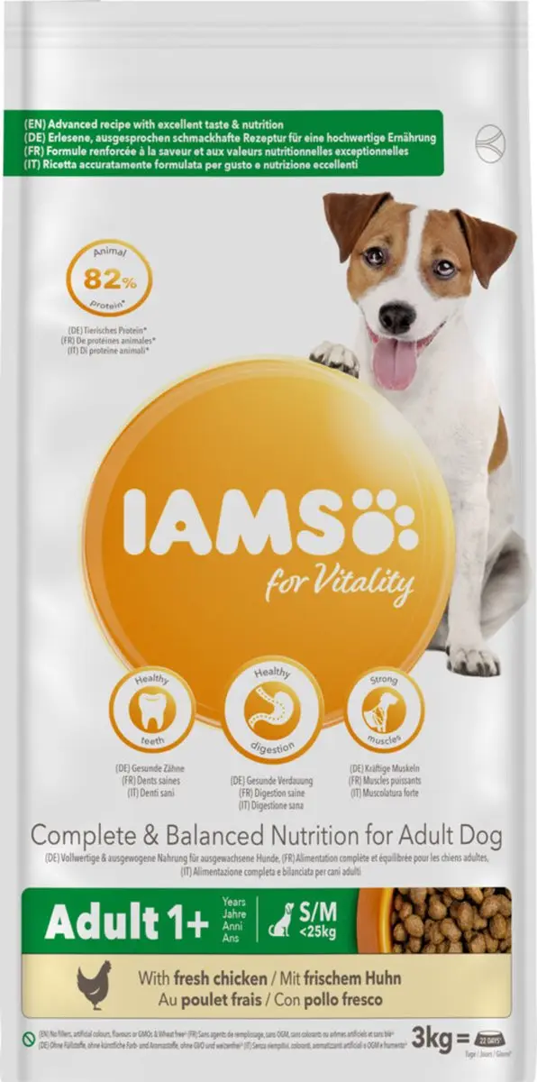 Iams Dog Adult Small-Medium Kip 3kg - 3 Stuks