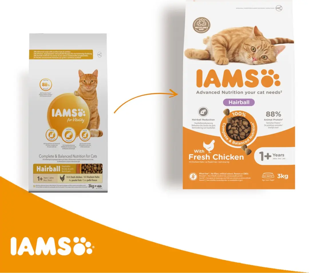 Iams Cat Adult Hairball Kip - 3 kg