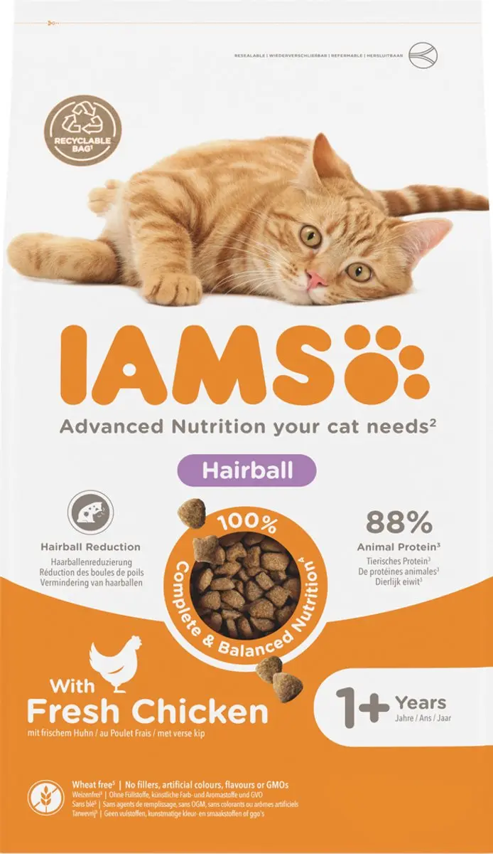 Iams Cat Adult Hairball Kip - 3 kg