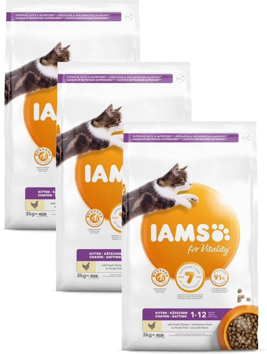 Iams Kitten & Junior Kip Kattenvoer