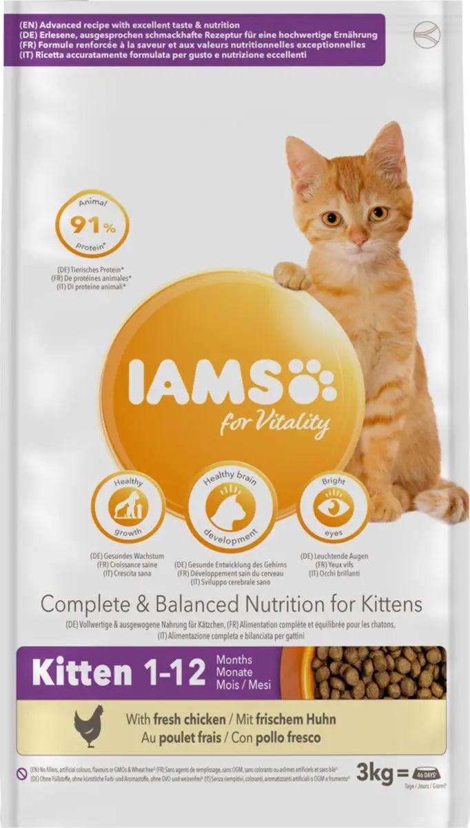 Iams Kitten & Junior Kip Kattenvoer - 3x3kg