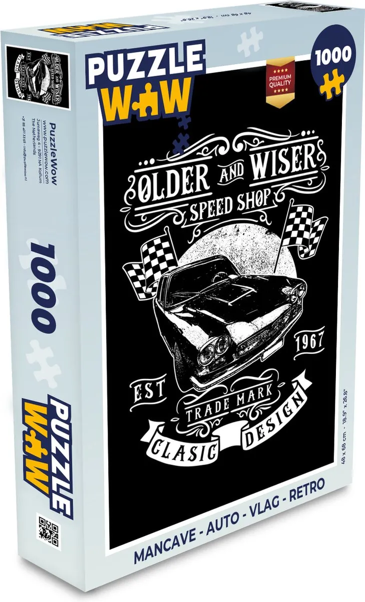 PuzzleWow Mancave Auto Legpuzzel 1000 Stuks - Multicolor