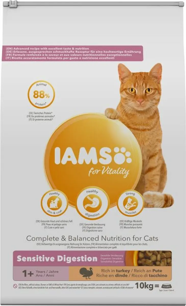 Iams Cat Adult Sensitive Digestion Kalkoen 10kg