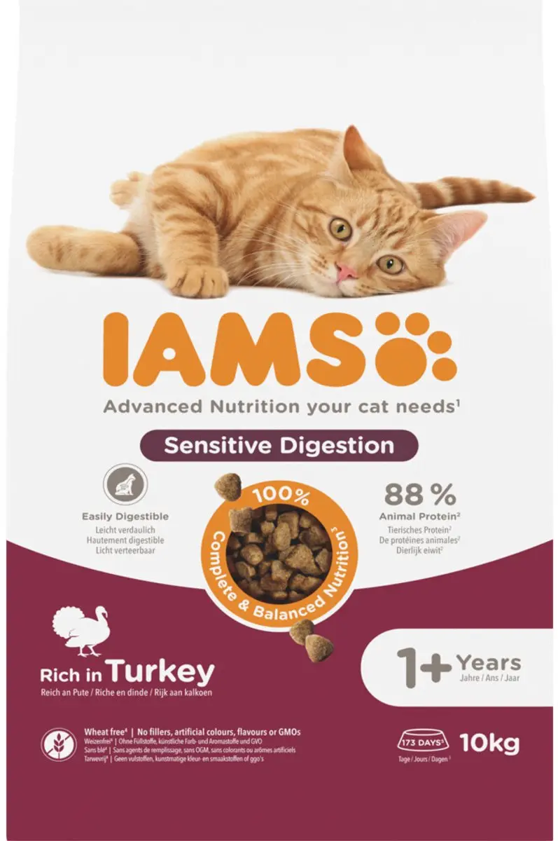Iams Cat Adult Sensitive Digestion Kalkoen 10kg