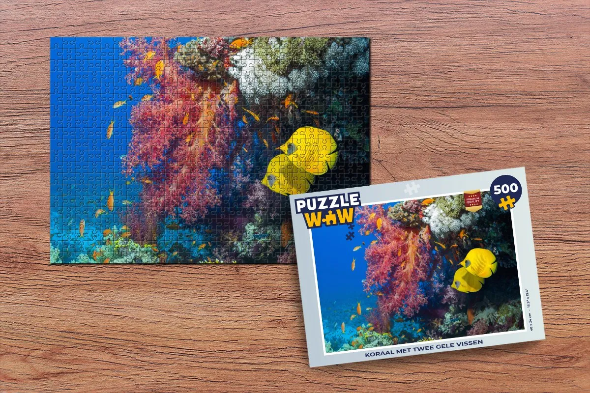 PuzzleWow Legpuzzel Koraal met twee gele vissen 500 Stuks