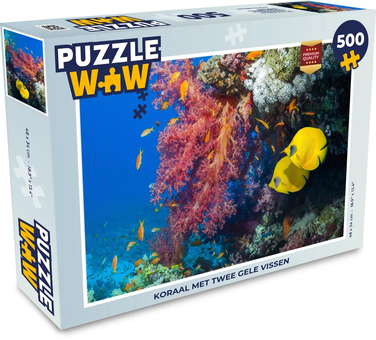 PuzzleWow Legpuzzel Koraal met twee gele vissen 500 Stuks - Multicolor