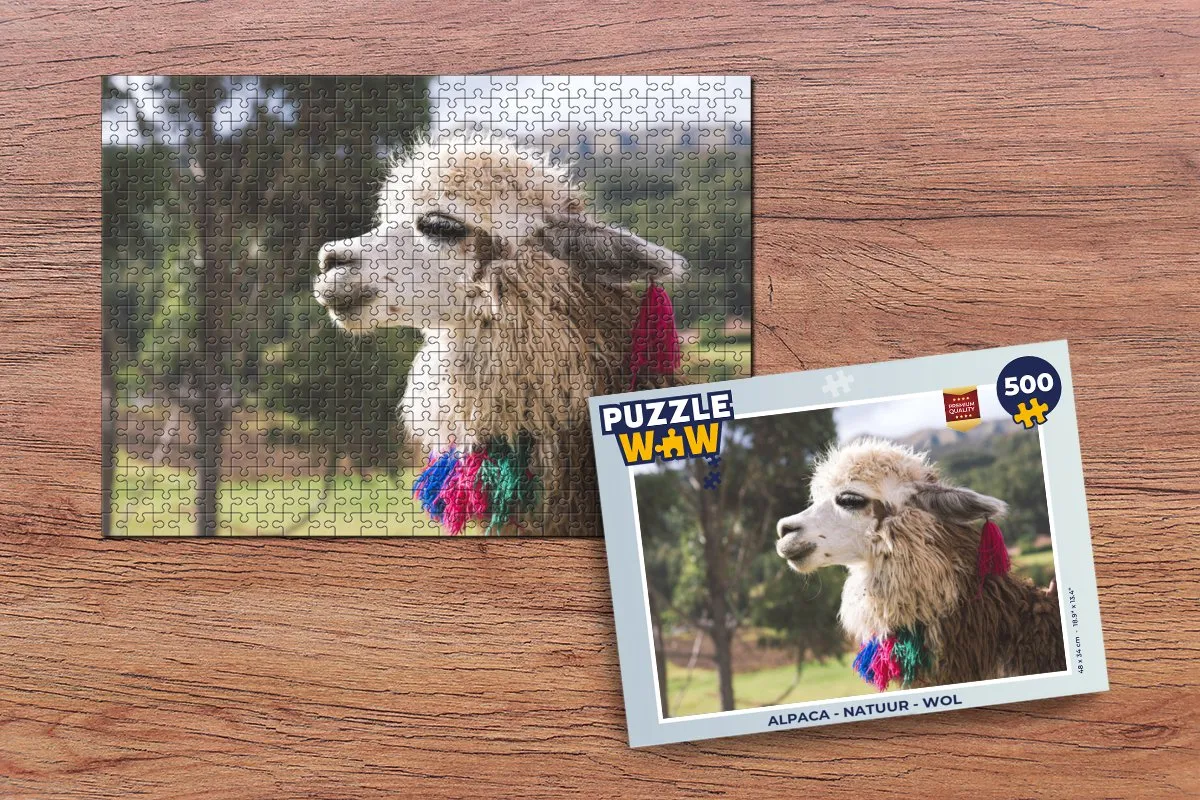 PuzzleWow Alpaca Natuur Wol Legpuzzel 500 Stuks - Multicolor
